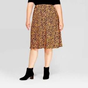 AVA & VIV Animal Print A-Line Midi Skirt  🐆  1X